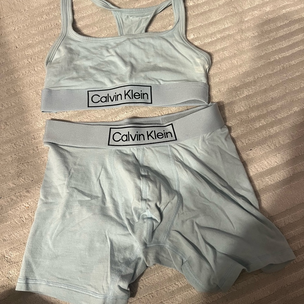 Calvin Klein Light Blue Bralette and Boxer Set